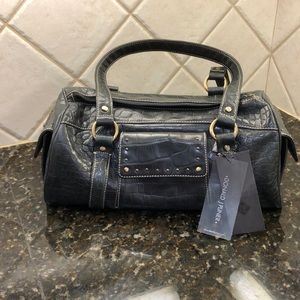 Donald J Pilsner Black Printed Croc Purse
